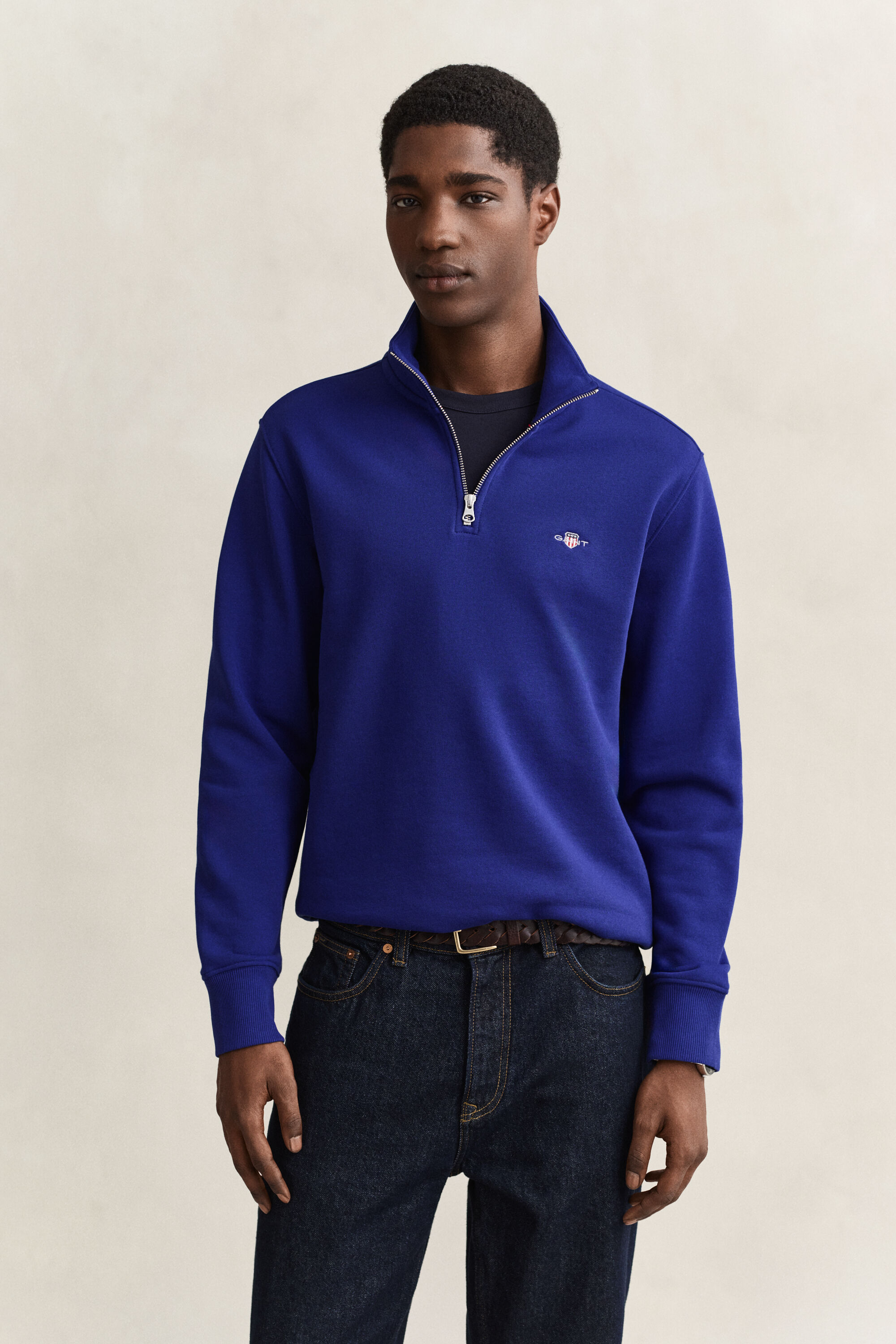 Shield sweatshirt met korte rits