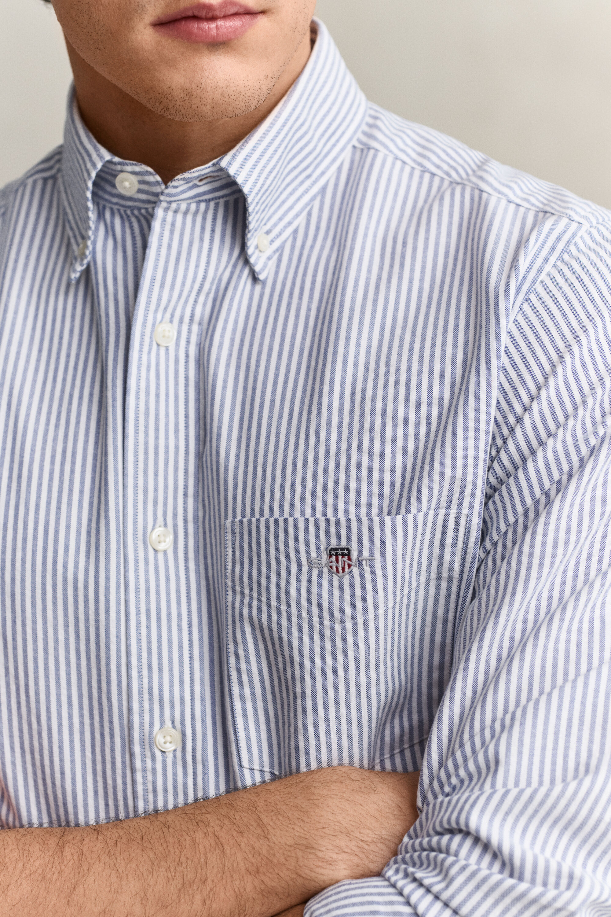 Chemise en coton Oxford classique à rayures Banker