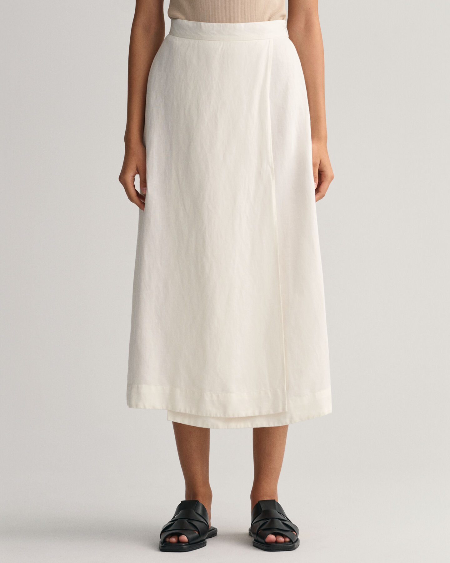 Halflange rok van linnen en viscose