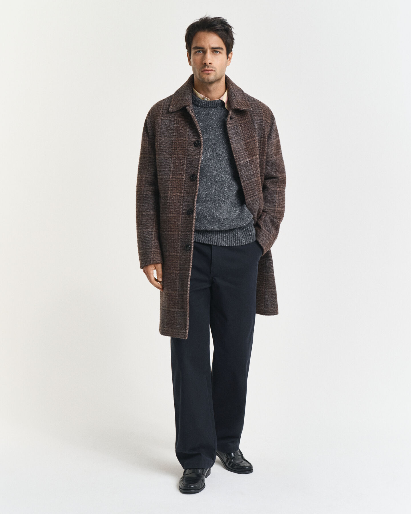 Pull col rond en laine mélangée mouchetée