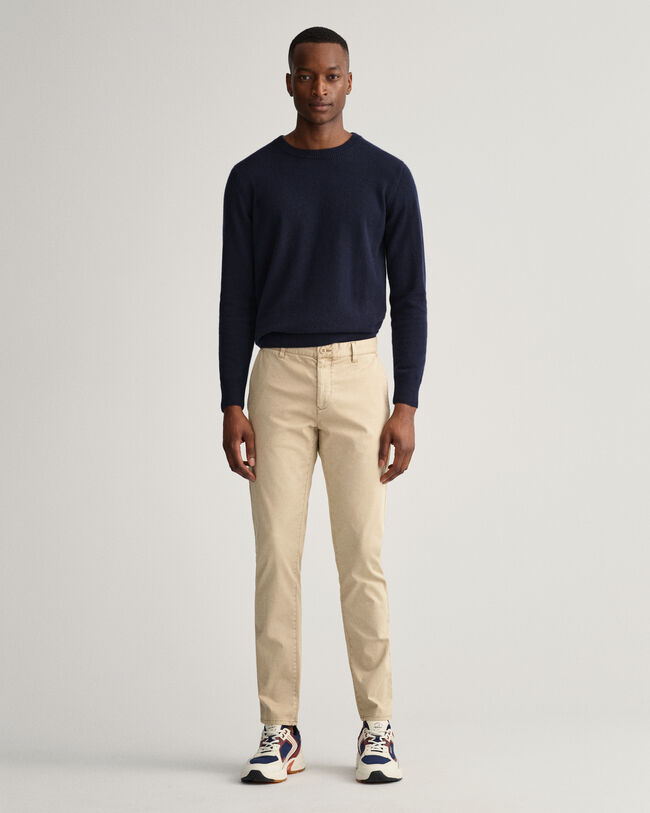 Molsey Extra Slim Fit geborstelde chino