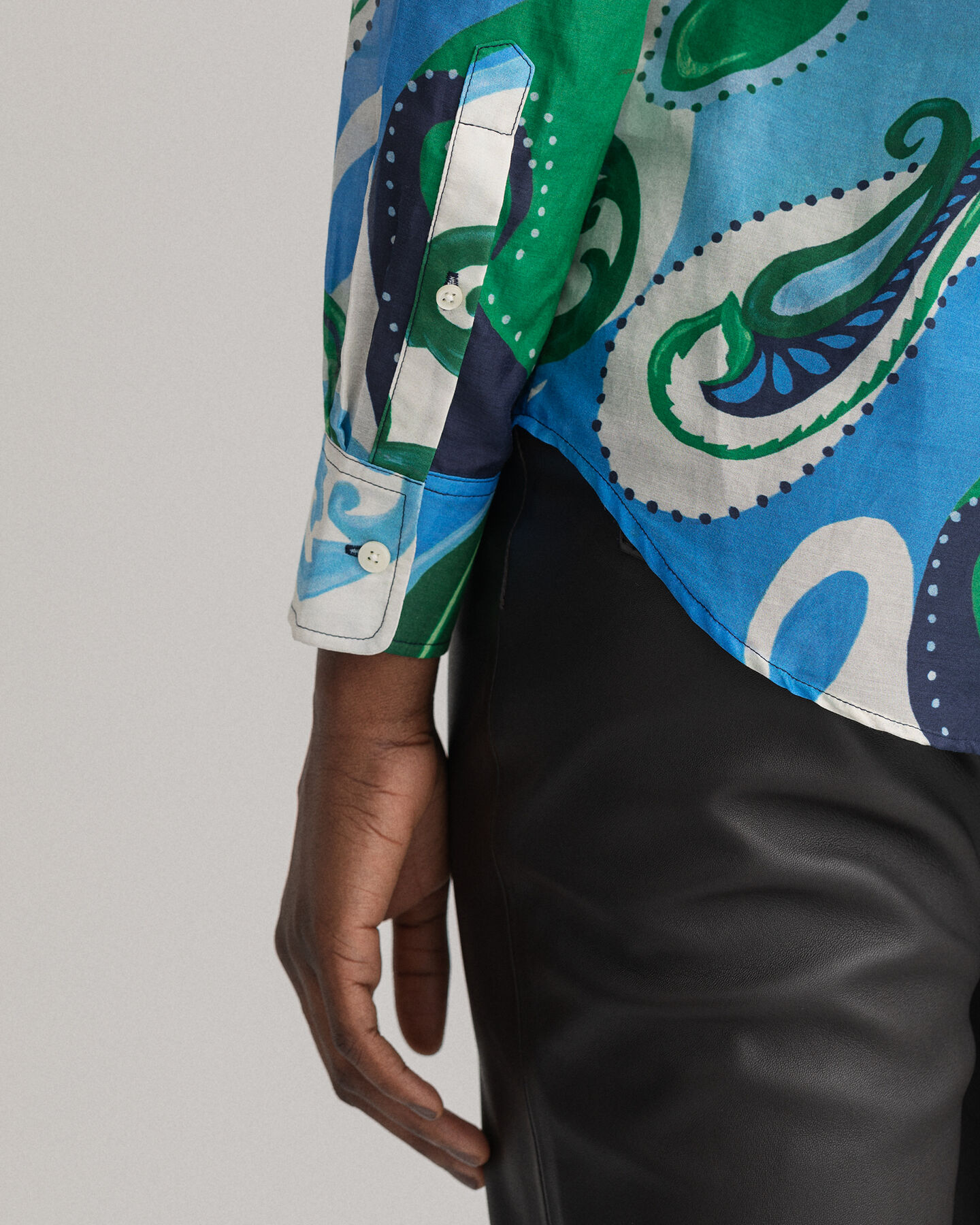 Regular Fit Paisley blouse van katoenzijde