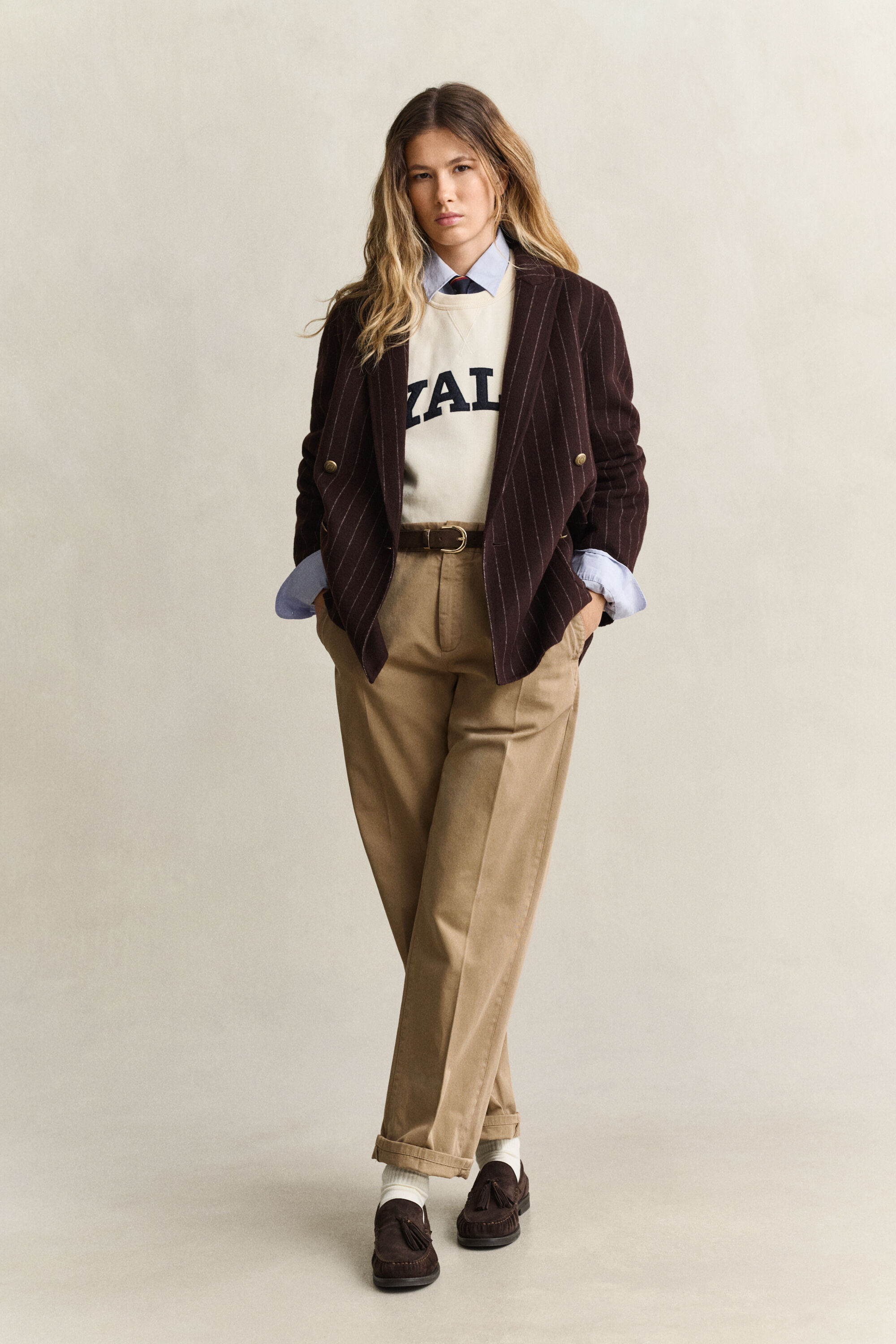 Veste Blazer à rayures tennis cousue main Gant x Yale