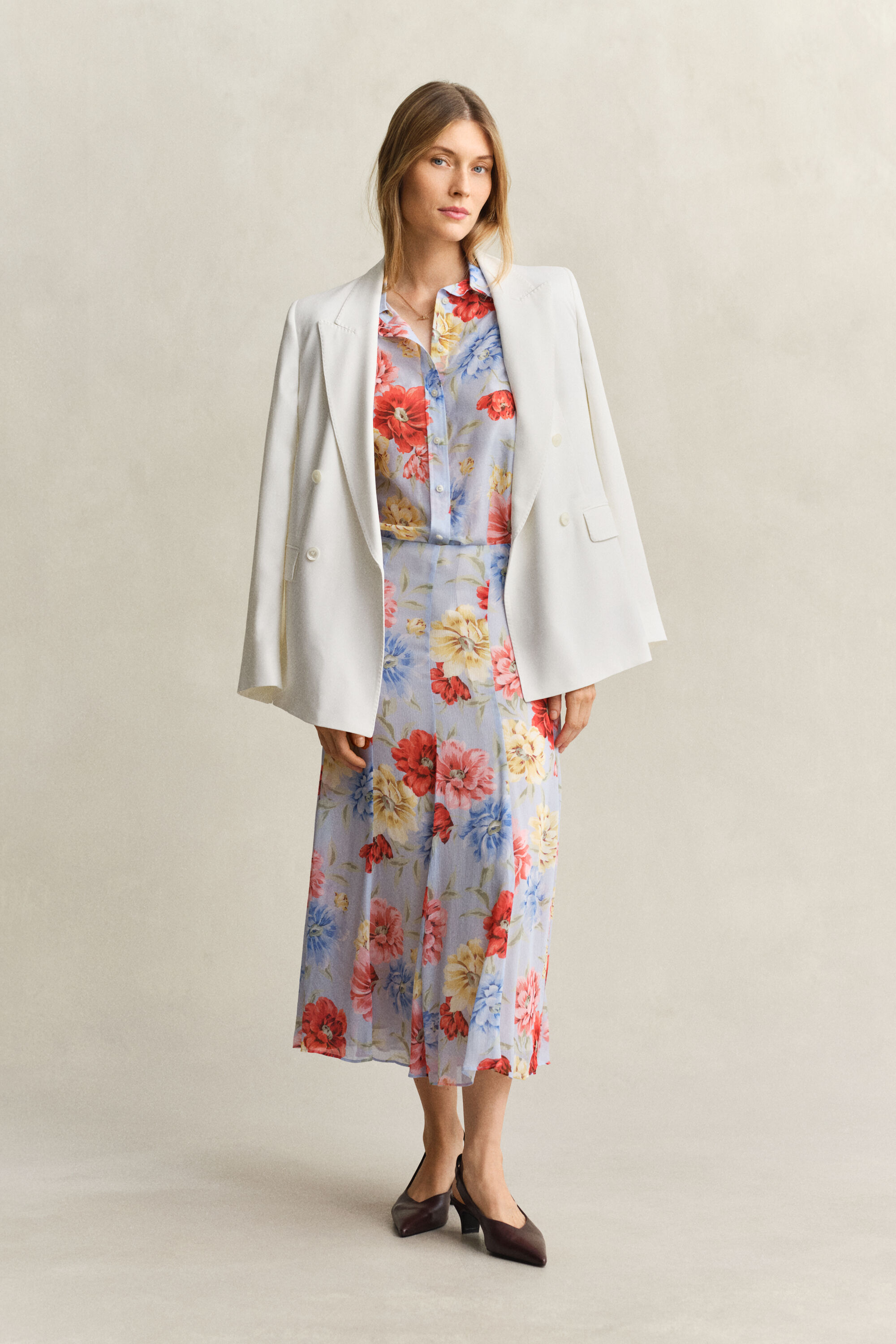 Bloemetjesoverhemd van katoenzijde