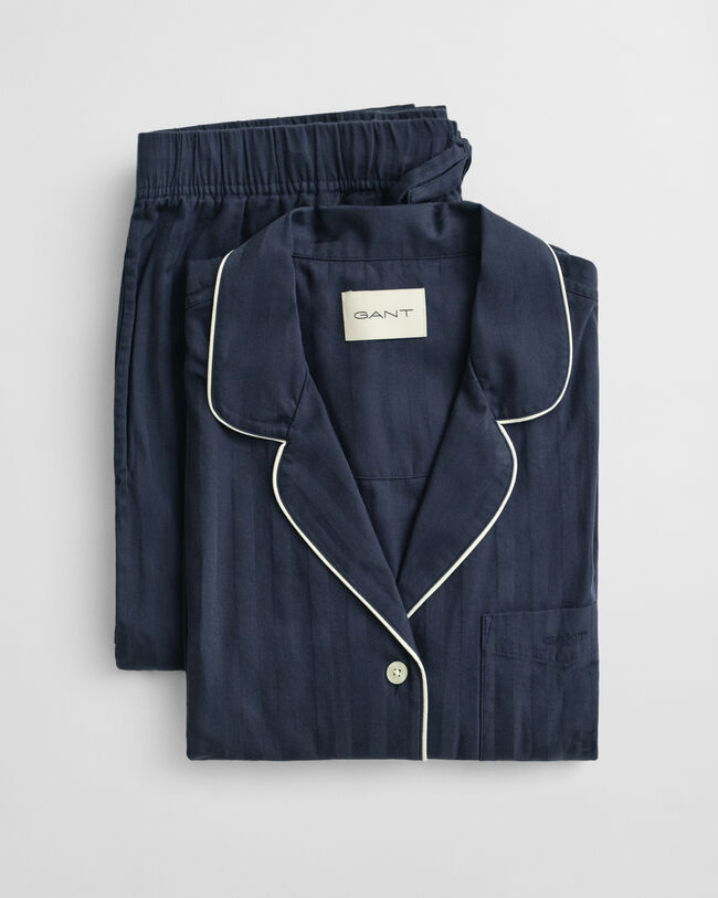 Coffret cadeau pyjama en satin à rayures