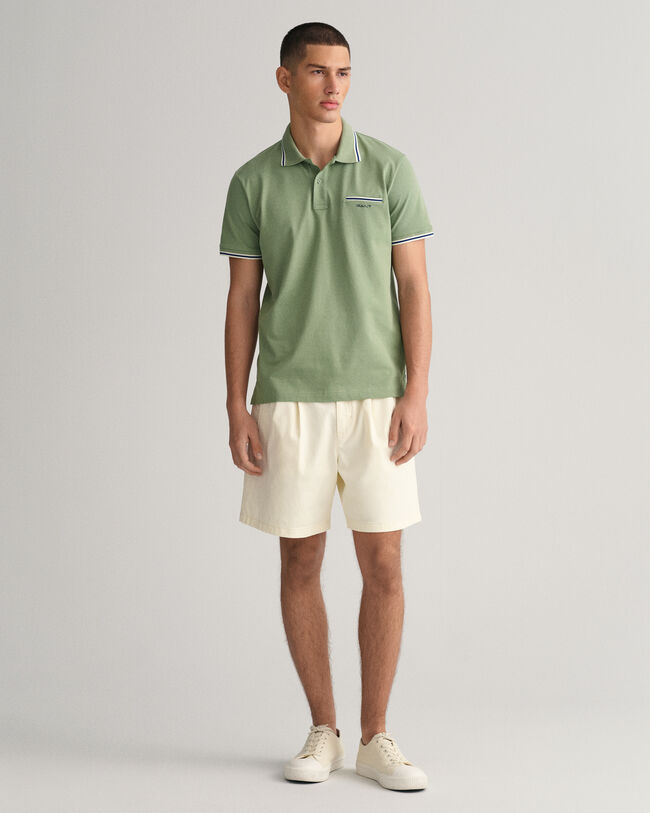 Piqu&eacute; poloshirt met driekleurige rand