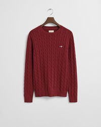 Katoenen gebreide kabeltrui met ronde hals