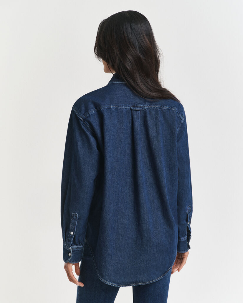 Chemise coupe décontractée en denim à poches
