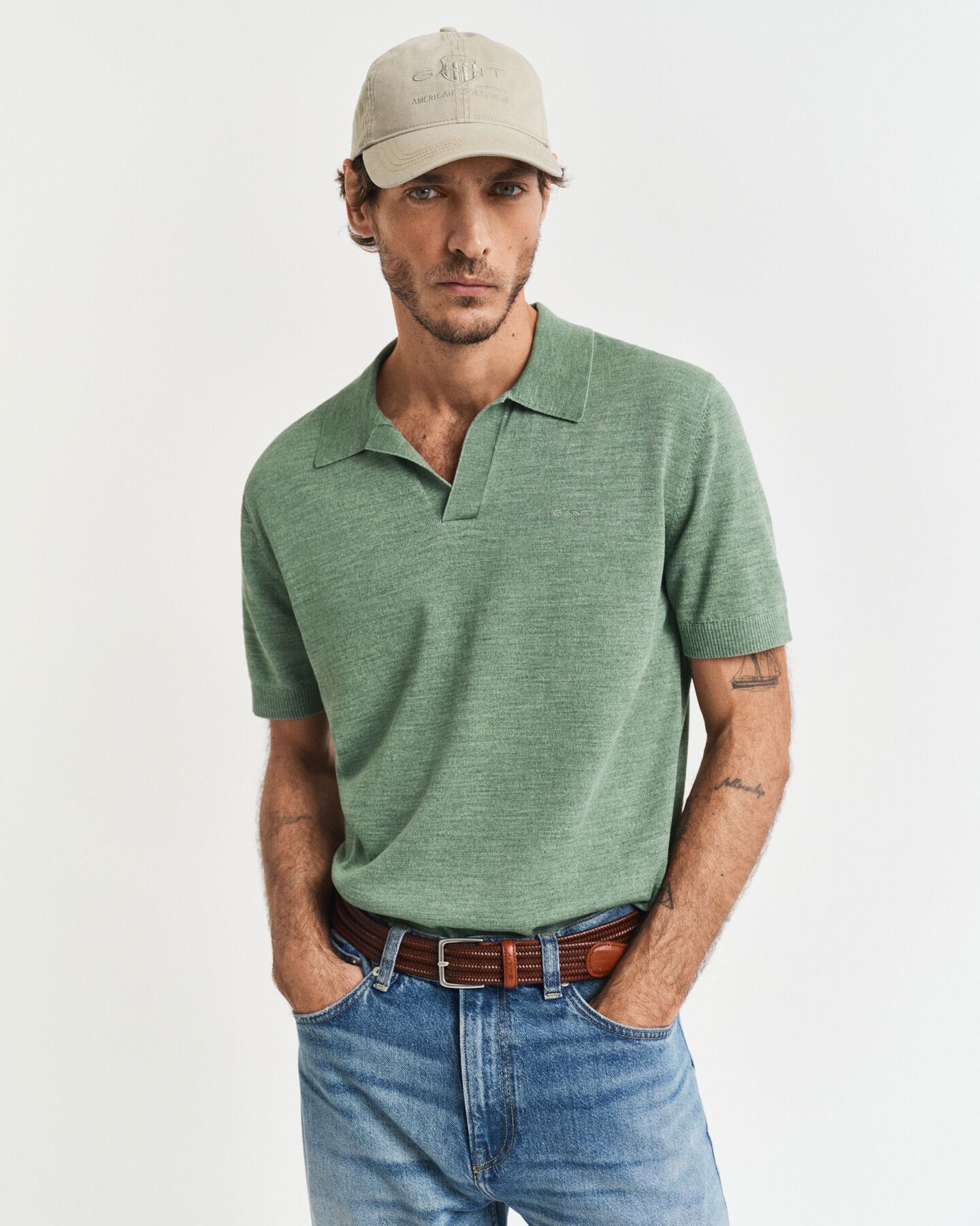 Sunfaded polotrui met korte mouwen