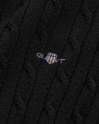 Gebreide kabeltrui met ronde hals van stretchkatoen