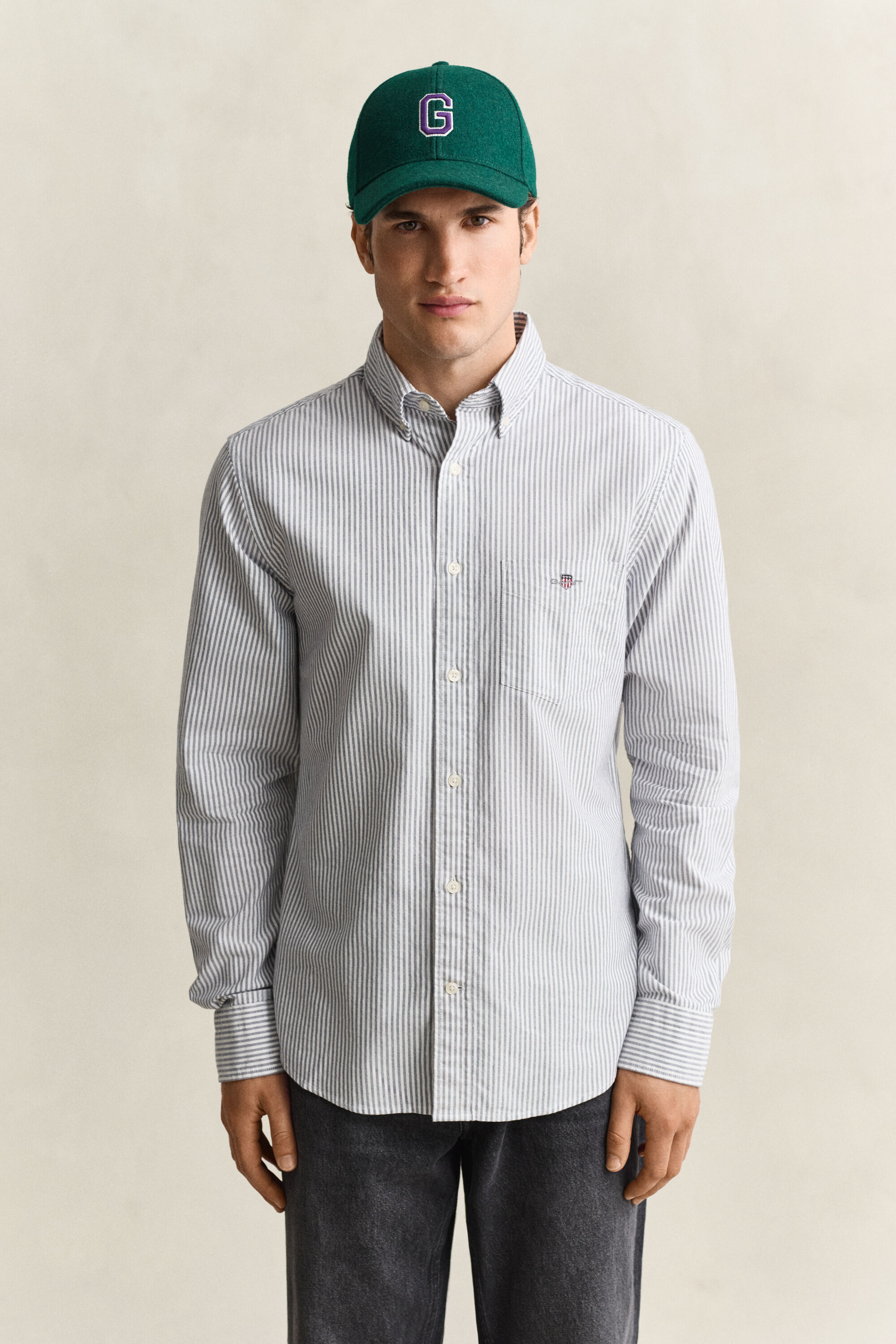 Classic Regular gestreept Oxford-hemd