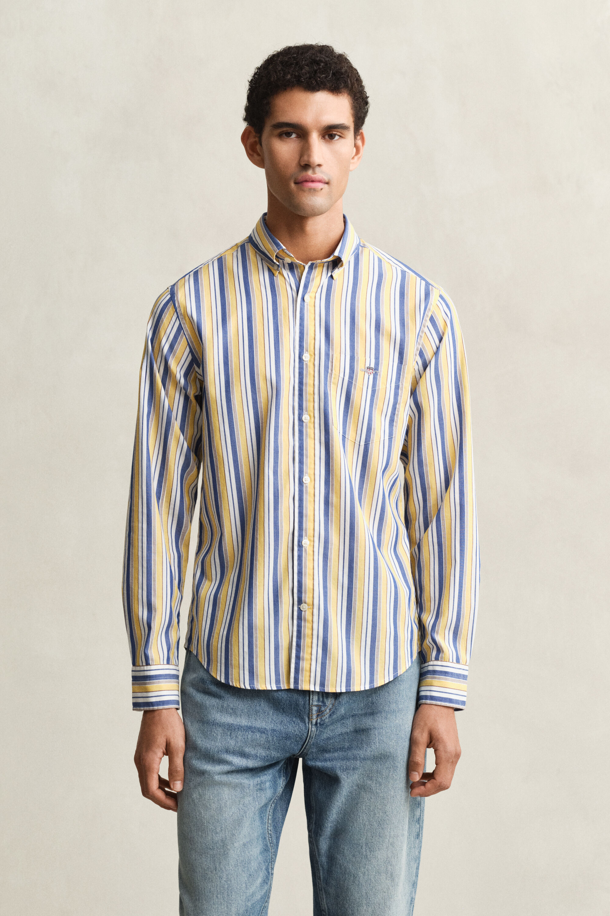 Regular Fit poplin hemd met strepen