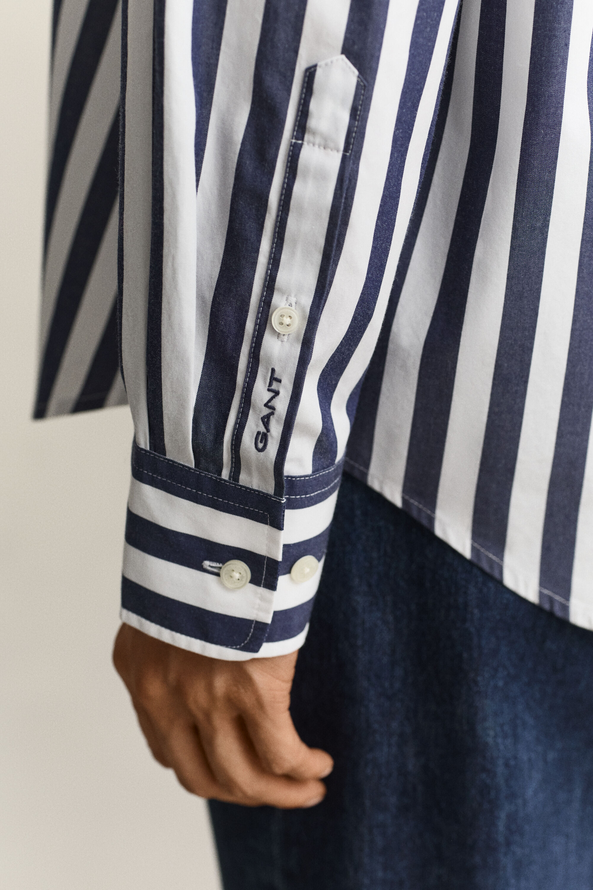 Chemise décontractée en popeline à rayures