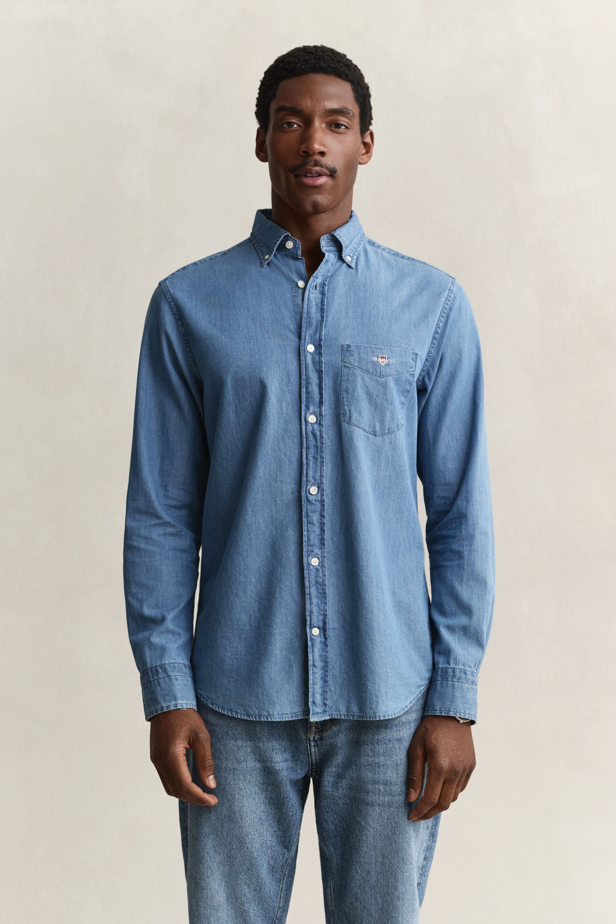Regular Fit indigo overhemd