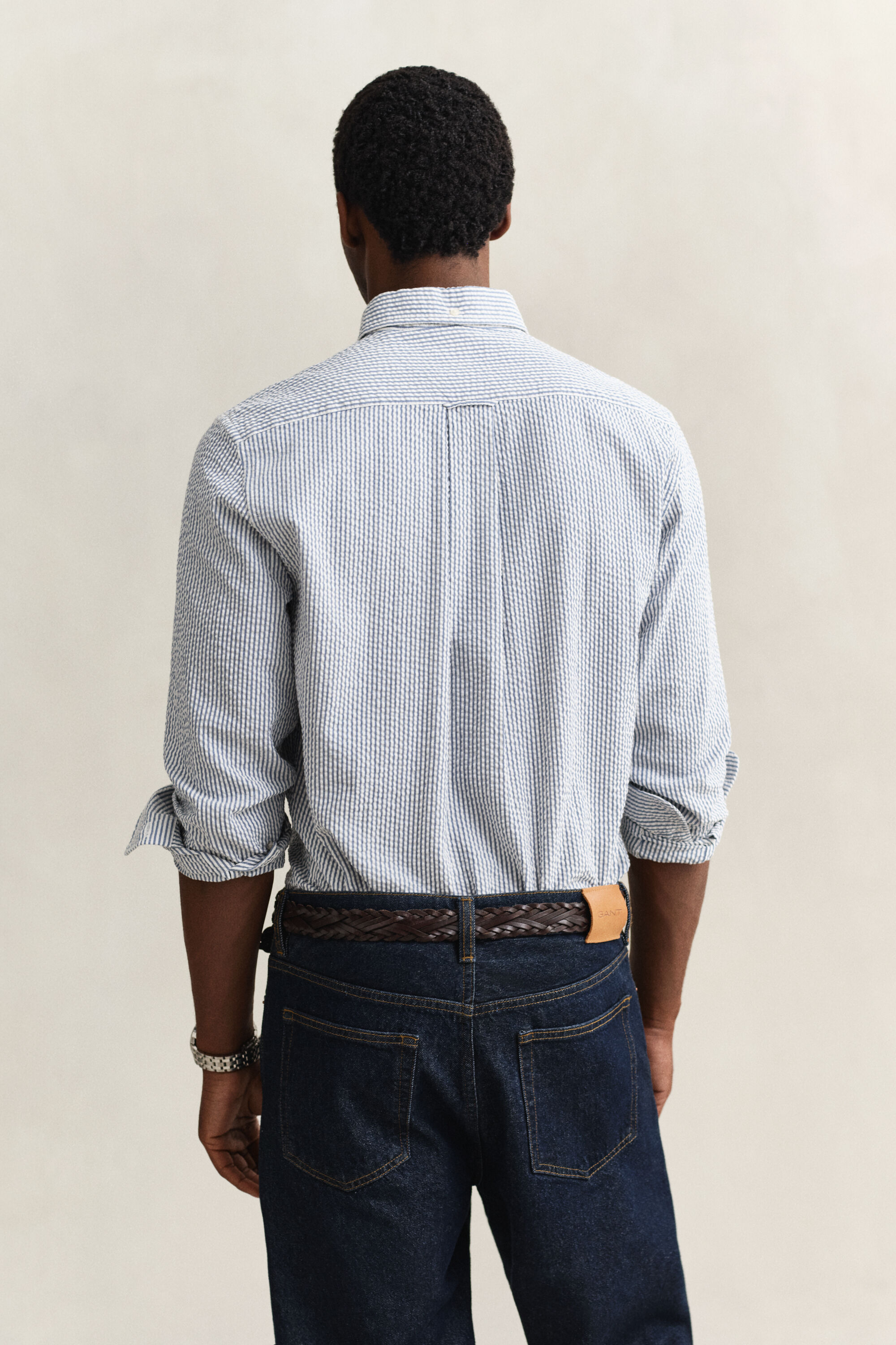 Chemise coupe regular à rayures en Seersucker