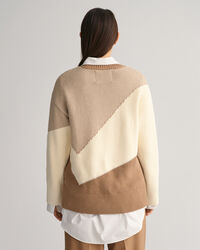 Pull ras du cou en coton Color Blocked