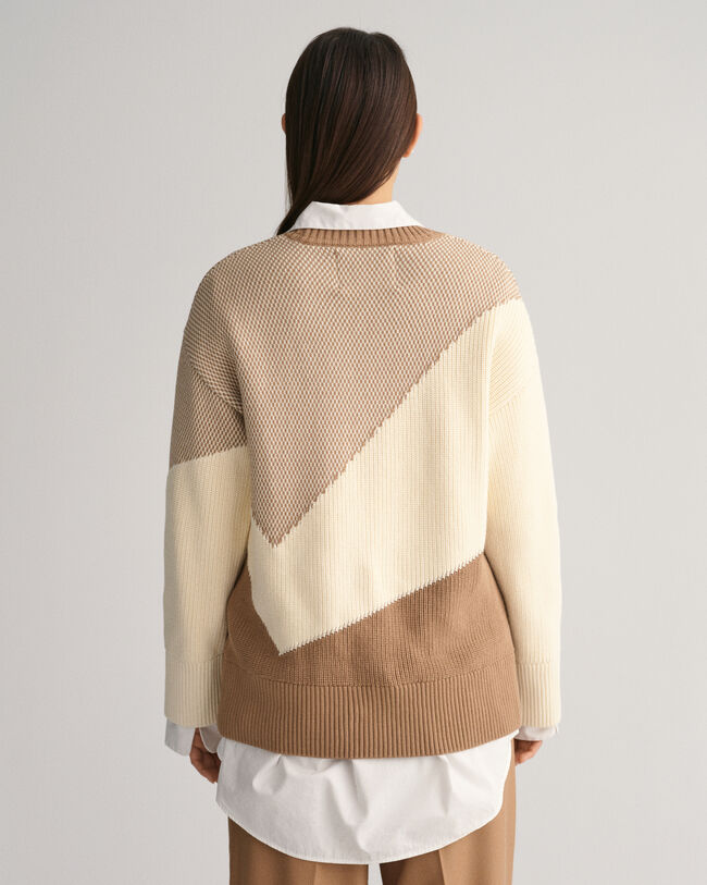 Pull ras du cou en coton Color Blocked