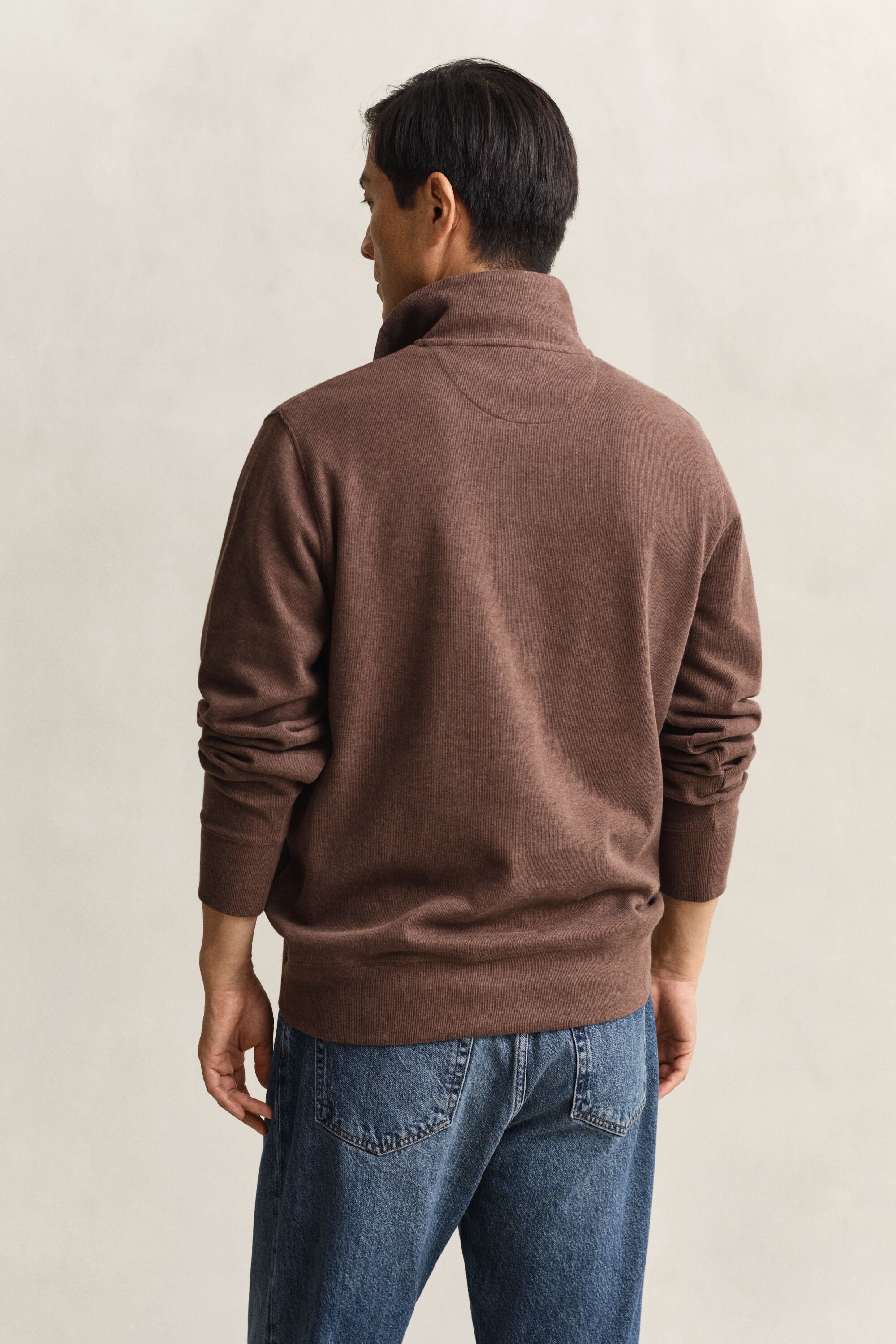 Sacker Rib sweatshirt met korte rits