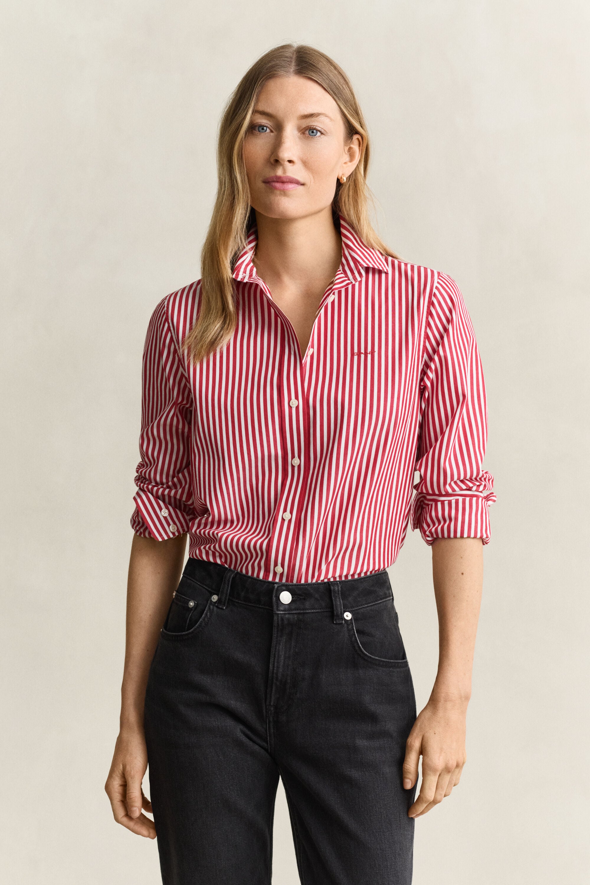 Classic Regular gestreept poplin hemd