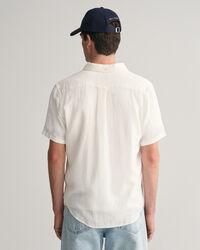 Regular Fit Textured hemd met korte mouwen van katoen en linnen