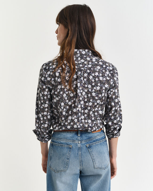 Regular Fit hemd met bloemenprint van katoenvoile