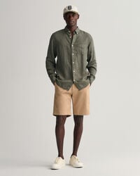 Chemise regular fit en lin teint en pi&egrave;ce