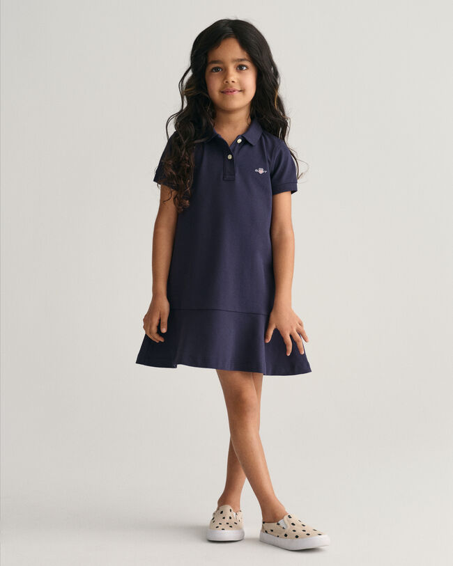 Girls piqu&eacute; Flounce jurk met korte mouwen