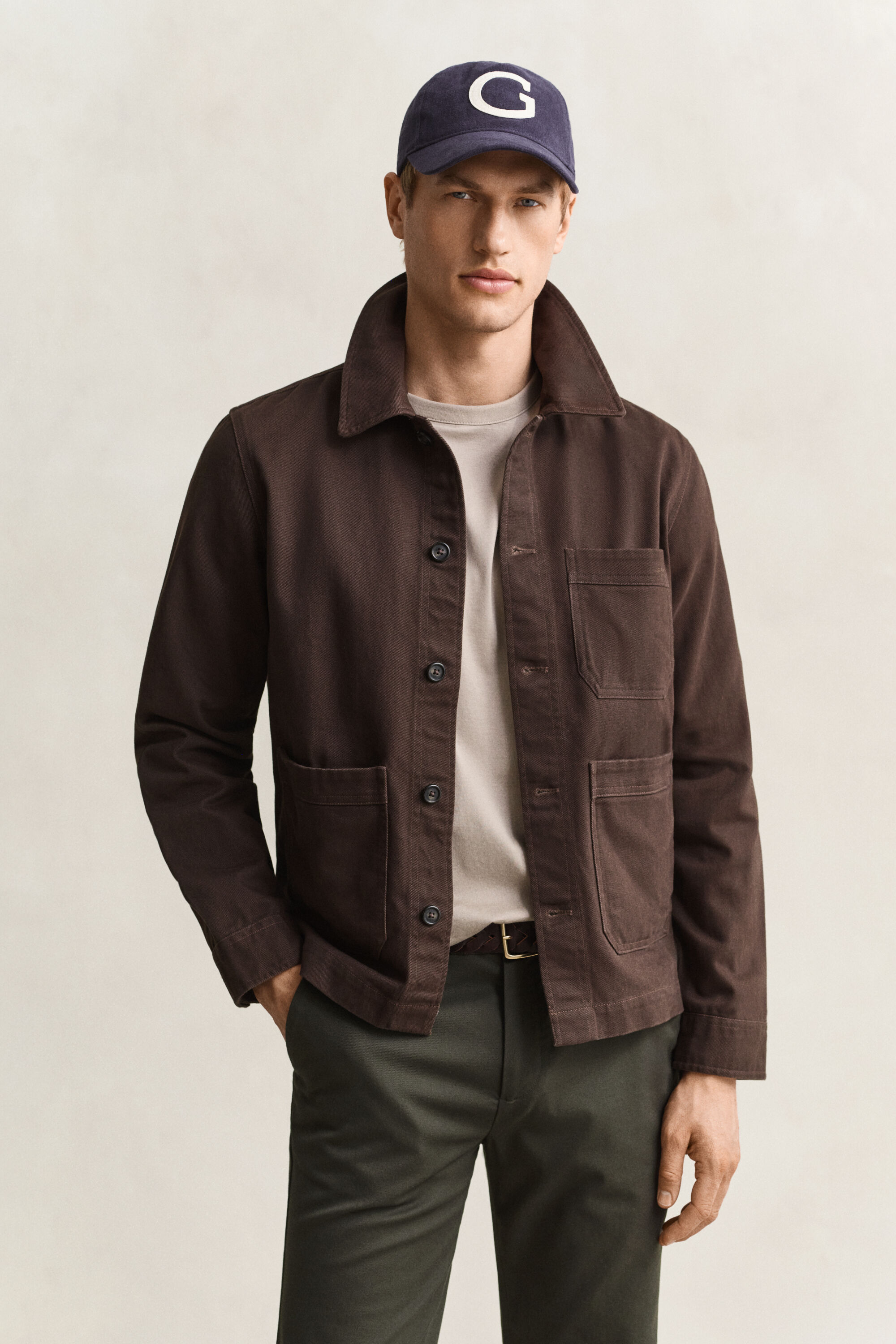 Overshirt van geborstelde keper