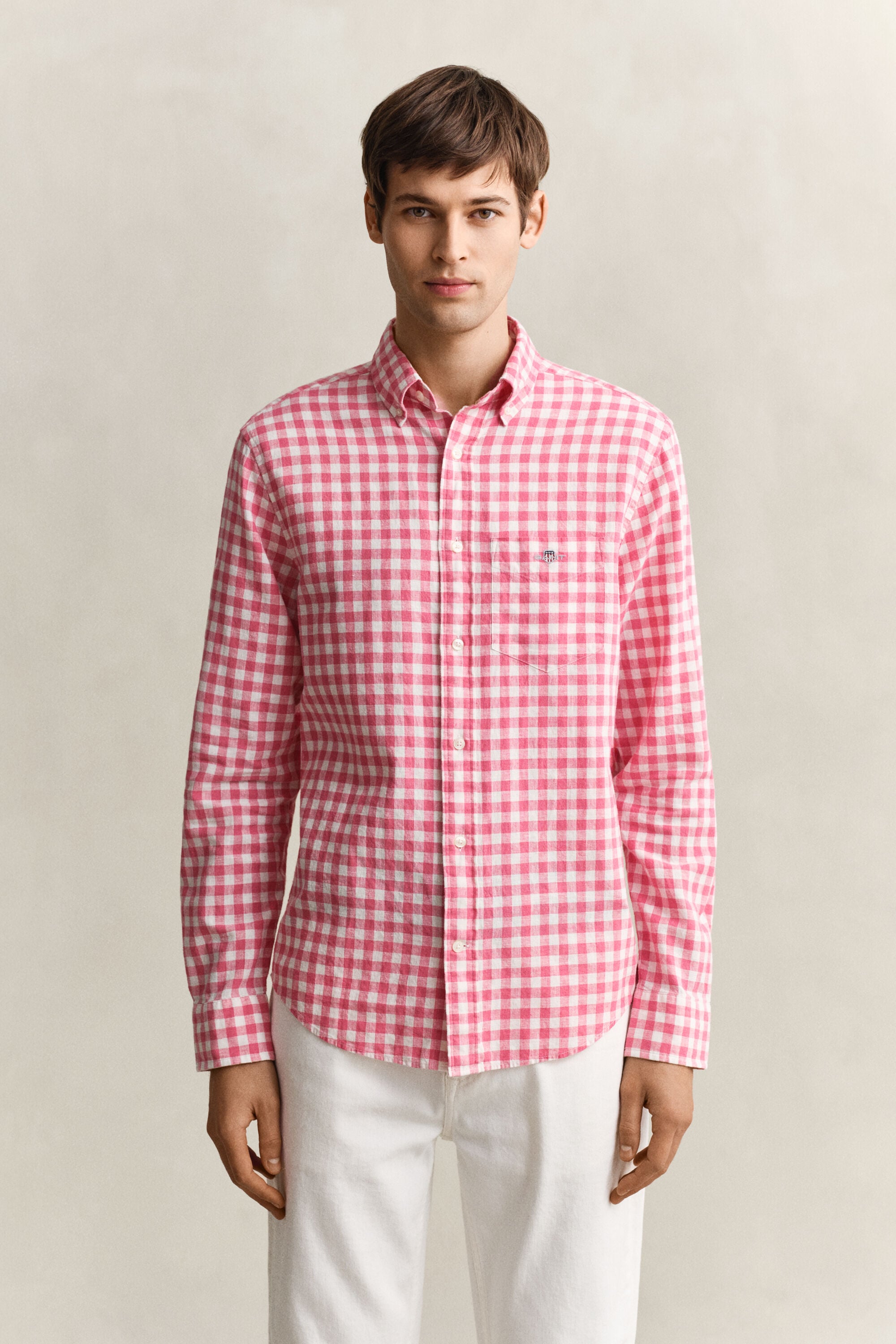 Chemise vichy en lin mélangé