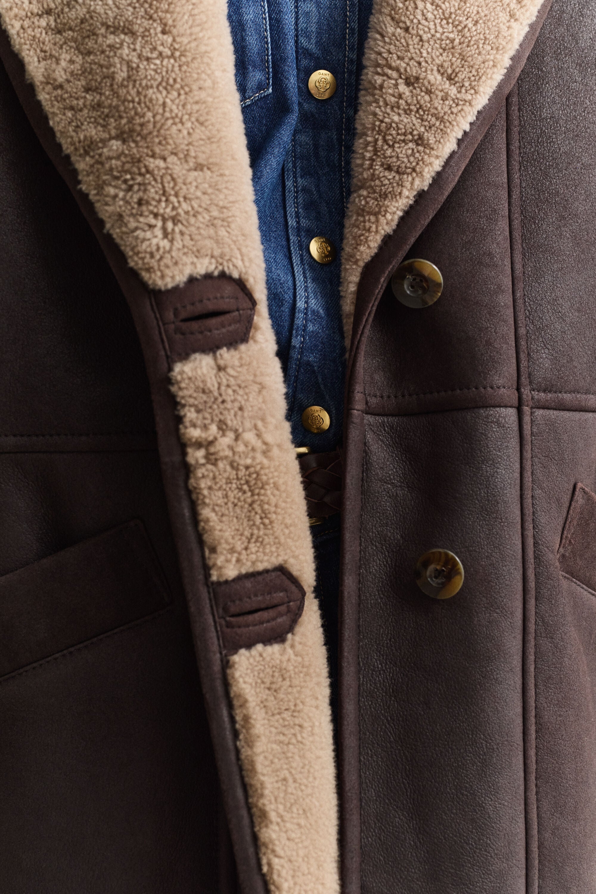 Veste en peau lainée