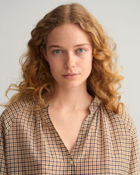 Chemisier en coton et soie &agrave; carreaux