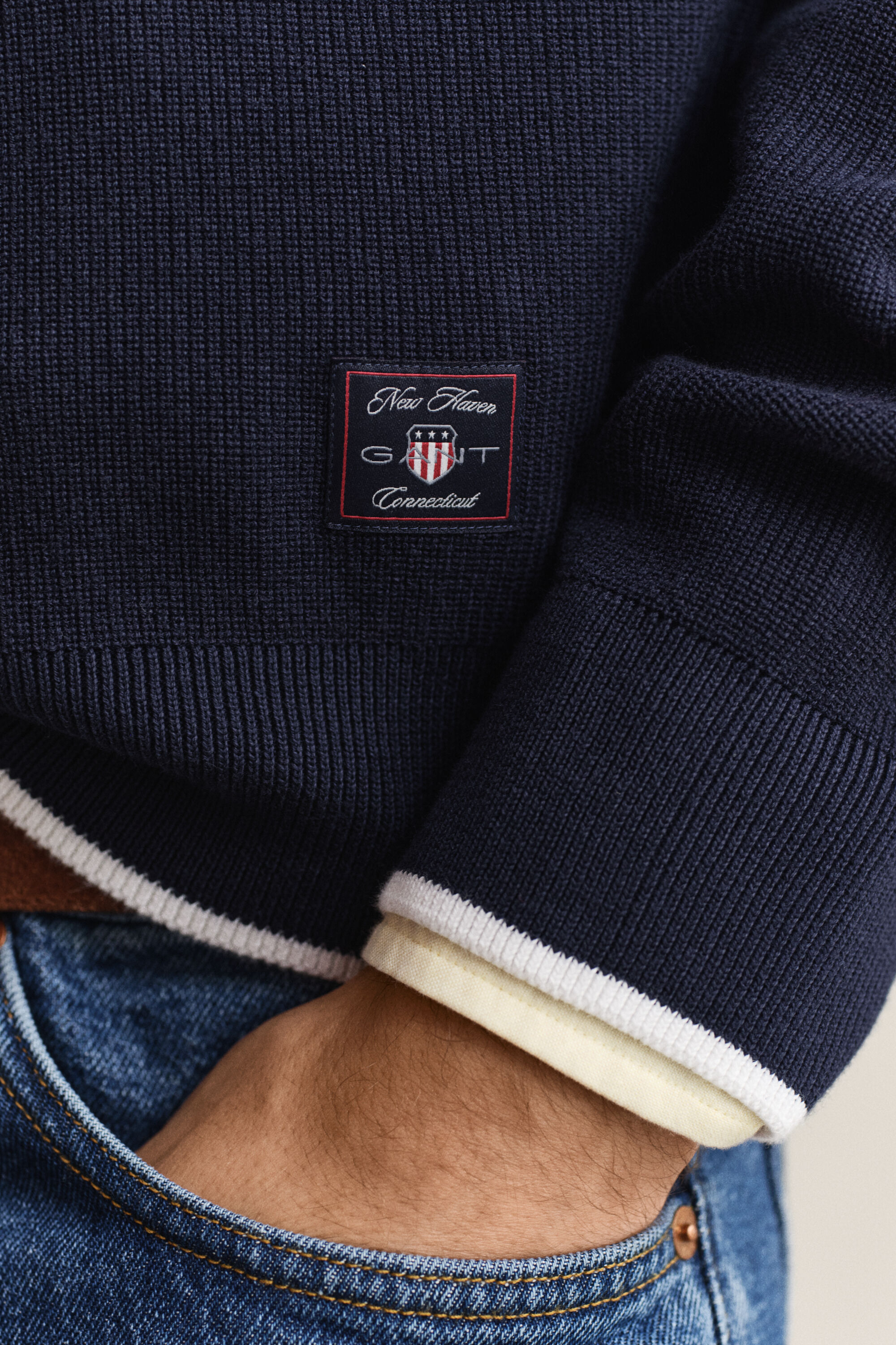 Pull à demi-zip en coton côtelé