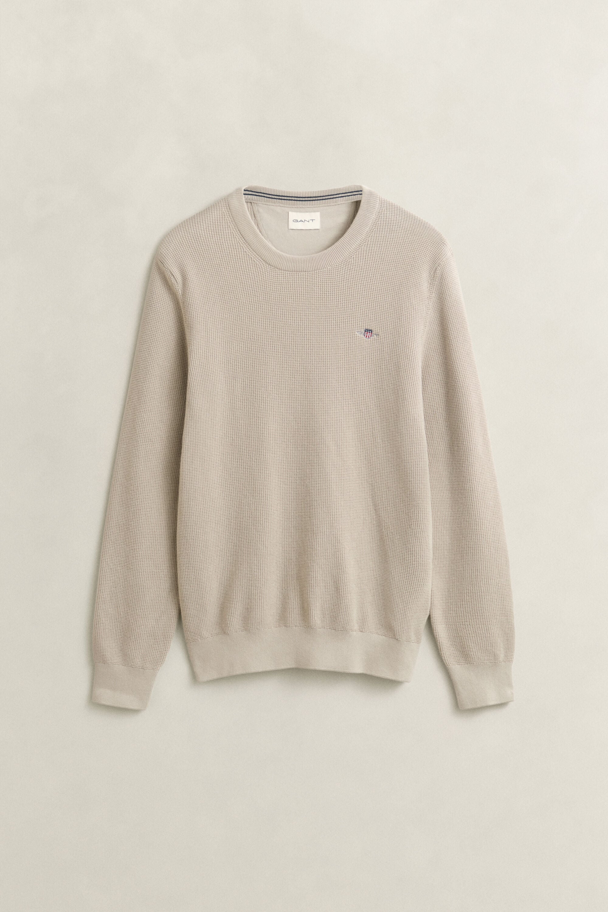 Pull col rond en coton texturé