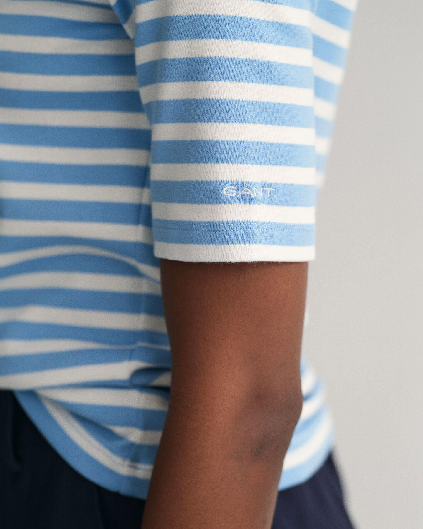 Geribd T-shirt met halflange mouwen en strepen