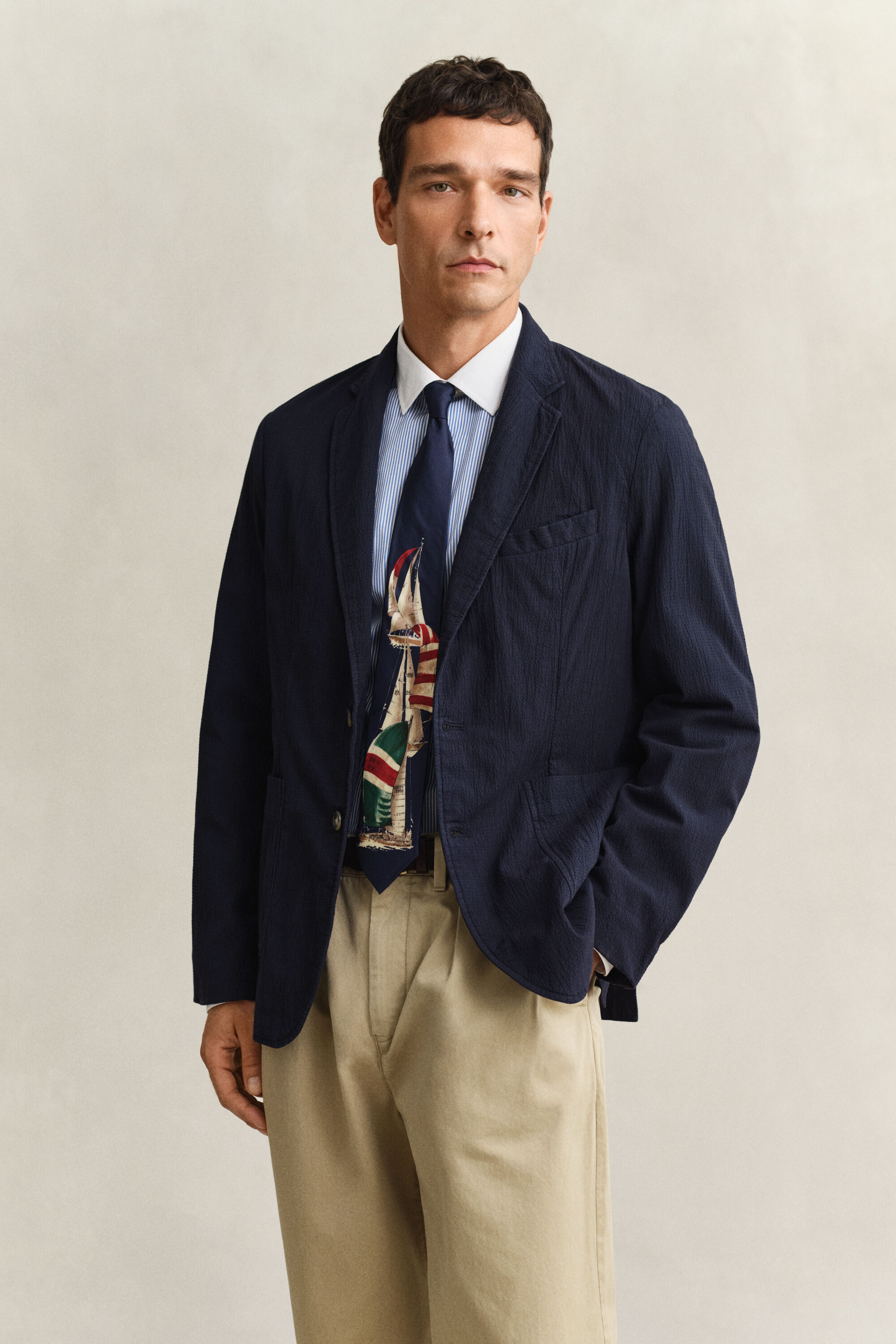 Veste blazer en seersucker