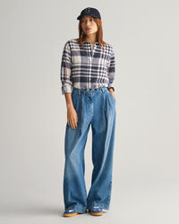 Chemise regular fit en coton et soie à carreaux