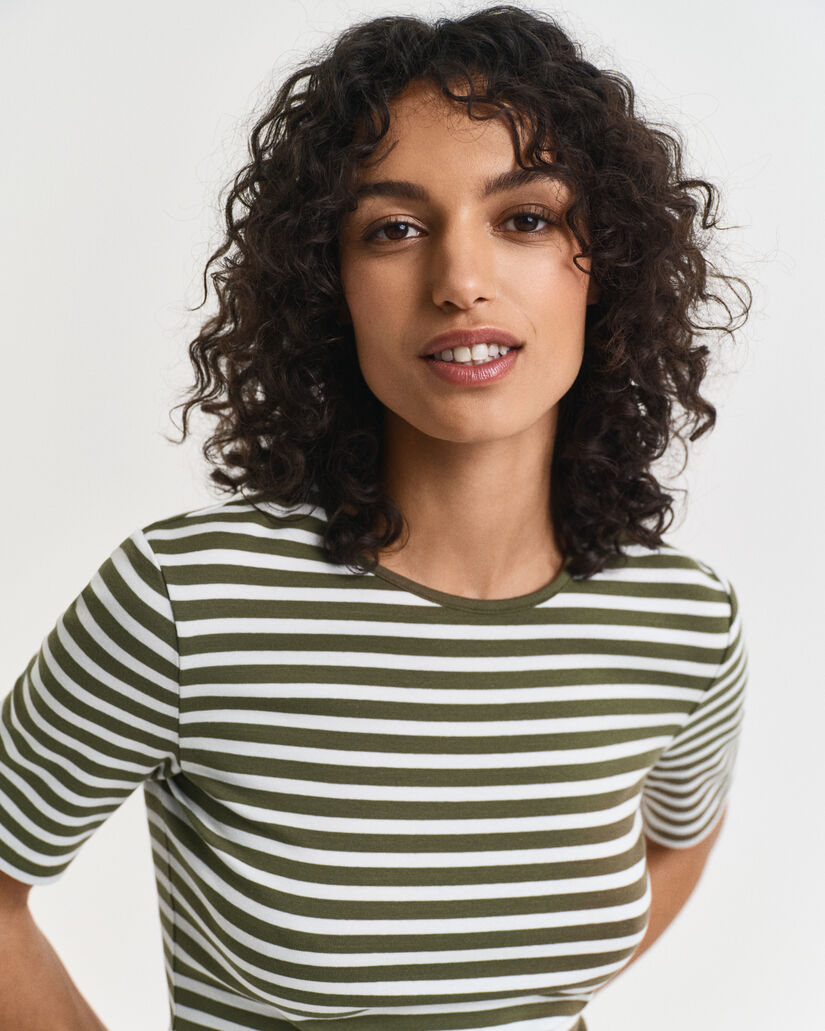 T-shirt côtelé à rayures