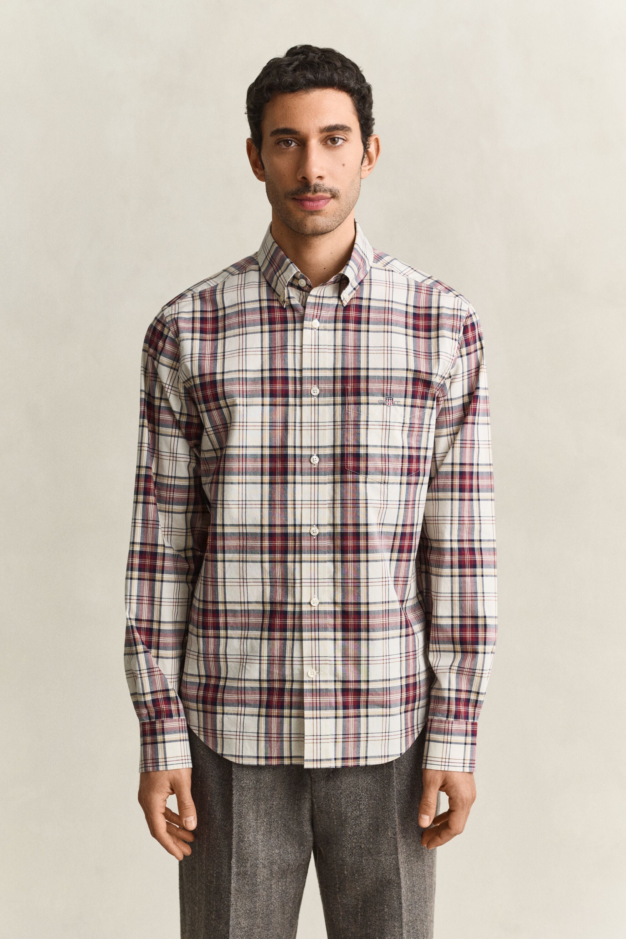Geruit poplin hemd