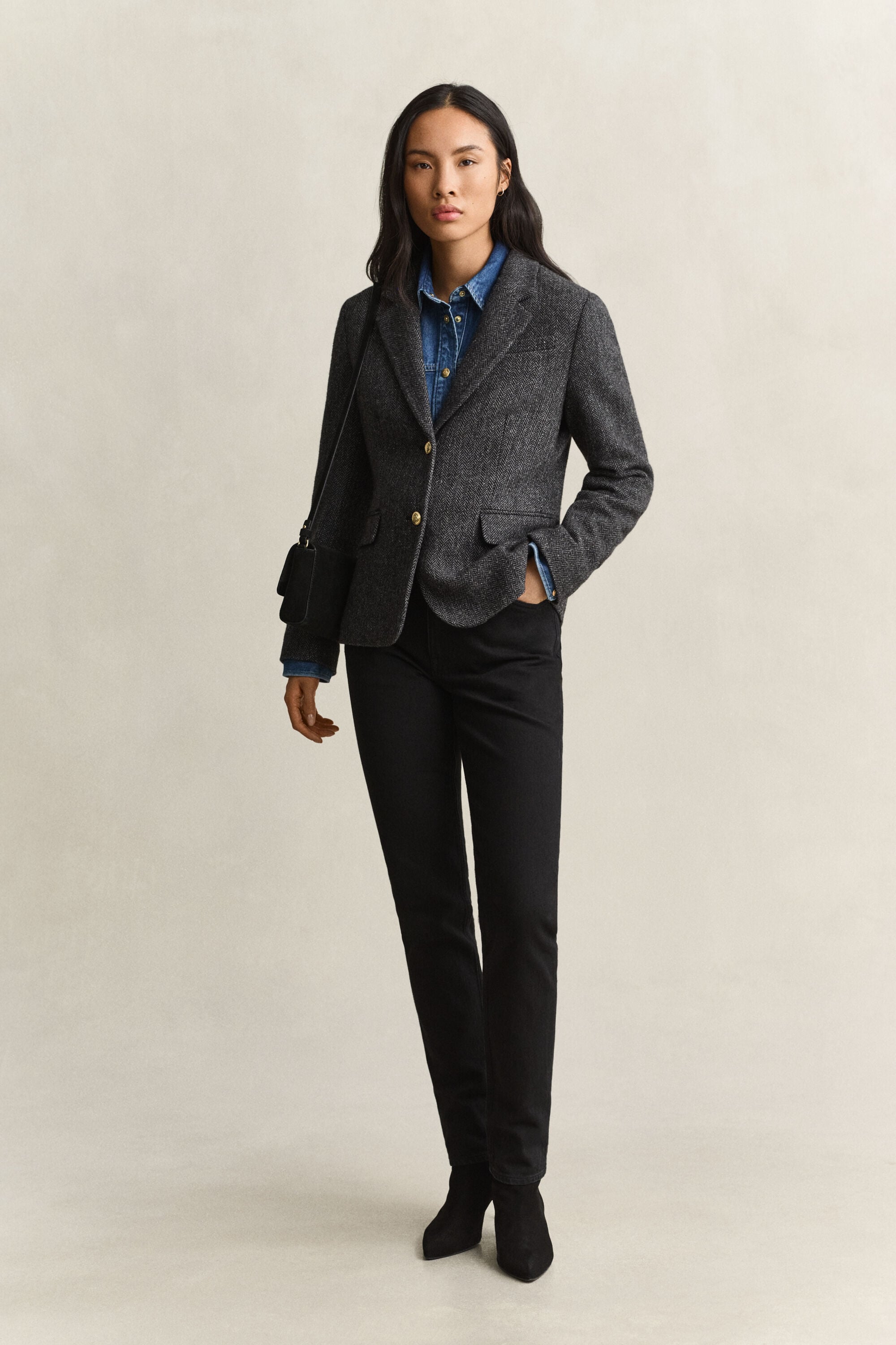 Blazer met visgraatmotief
