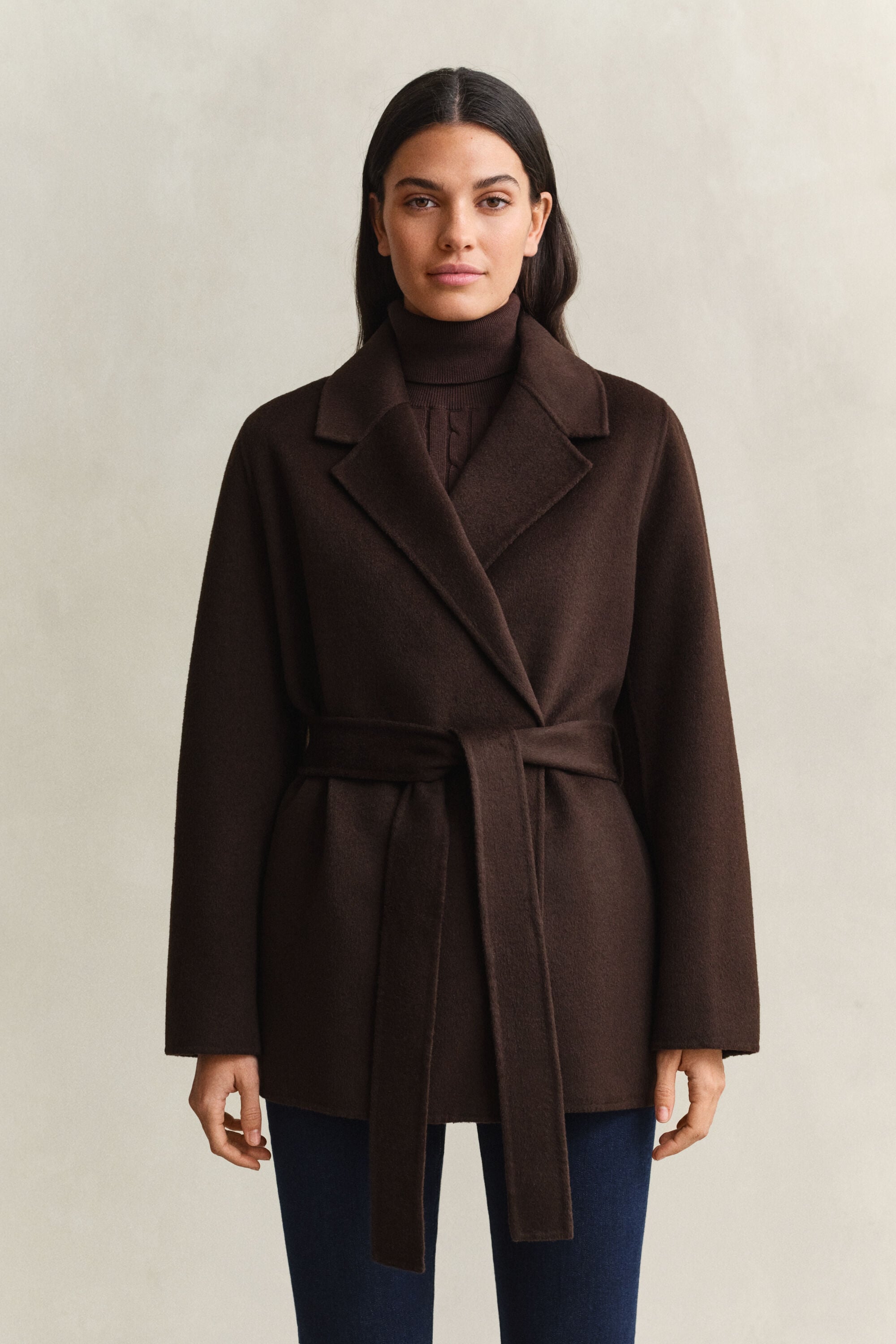 Veste cousue main avec ceinture