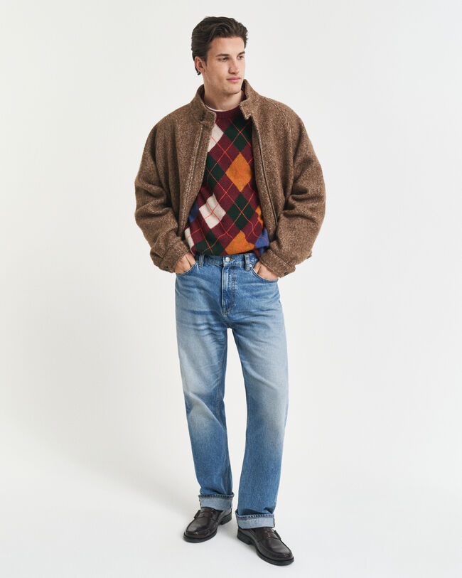 Pull col rond à motif argyle