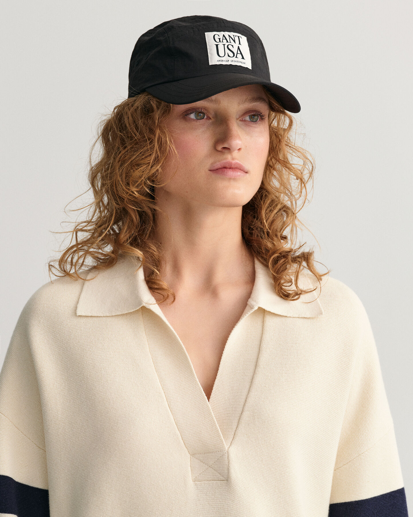 Gebreide Heavy Rugger met korte mouwen en strepen