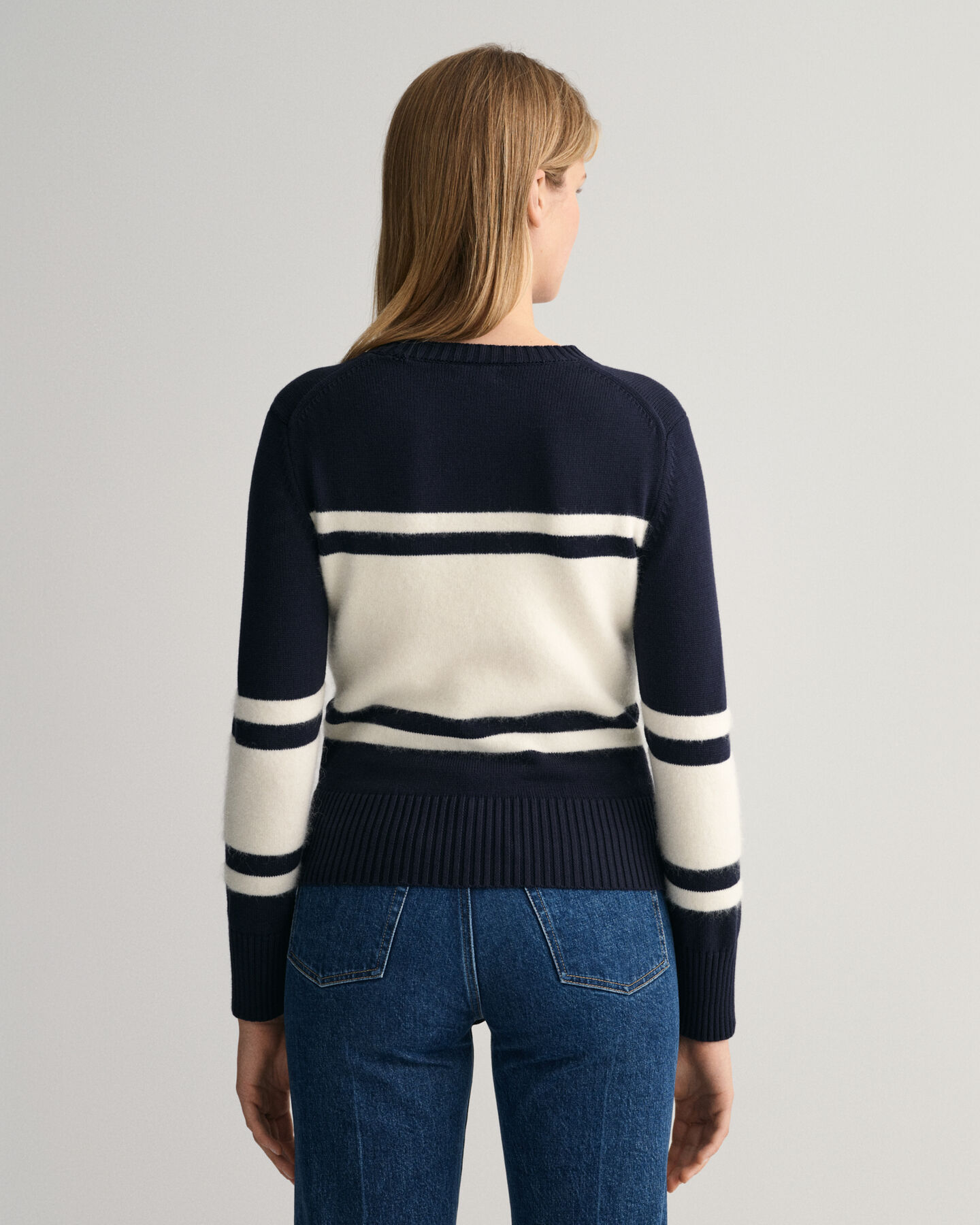 Sweater met ronde hals en blokstrepen