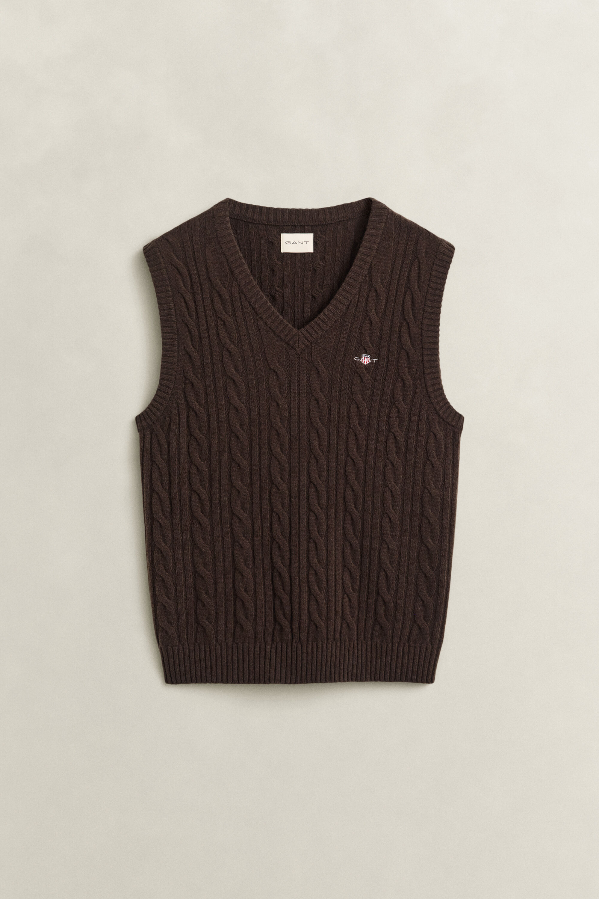 Pull sans manches en maille de laine d'agneau à torsades