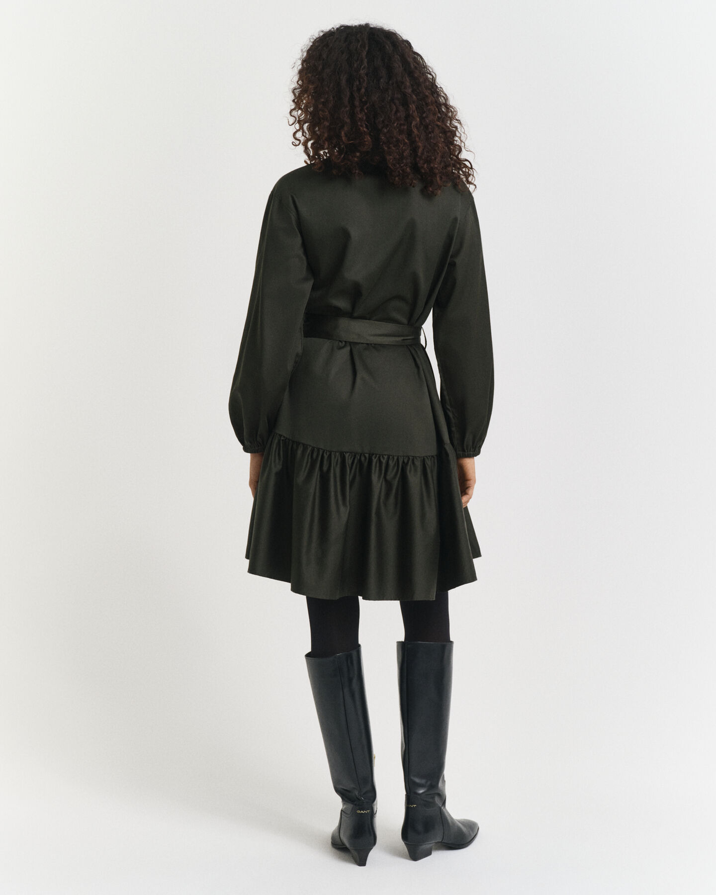 Jurk met lange mouwen van katoensatijn