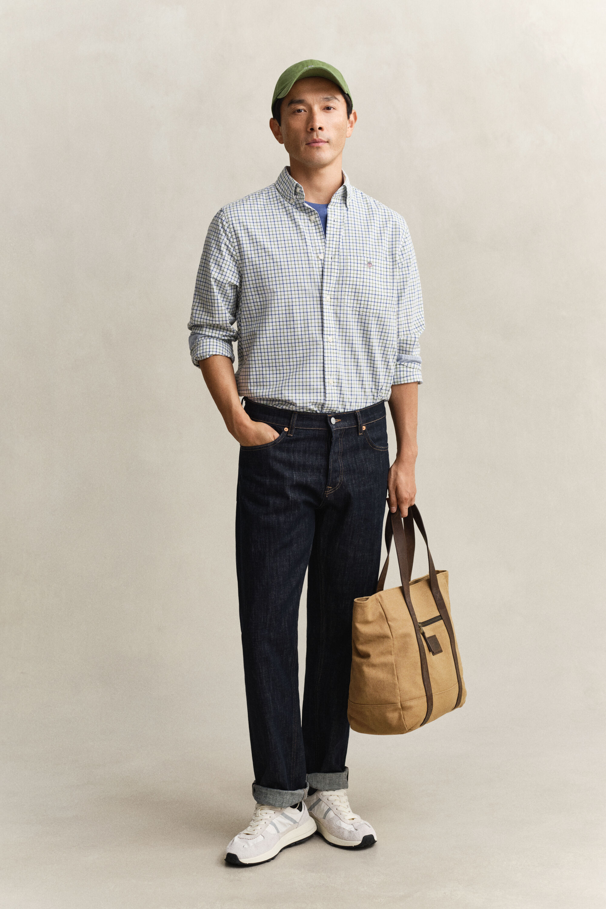 Chemise en popeline à carreaux classique