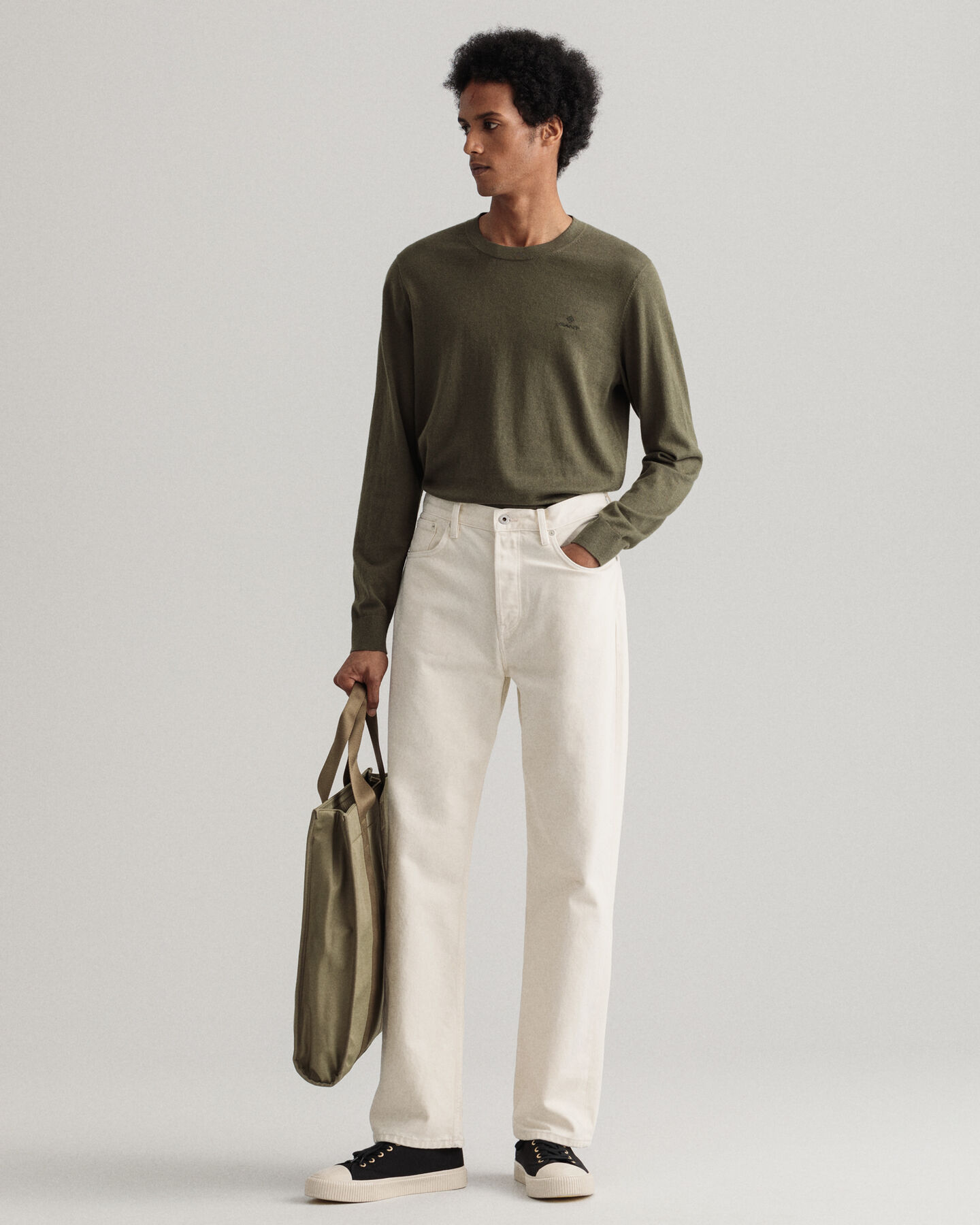 Pull ras du cou en coton et cachemire