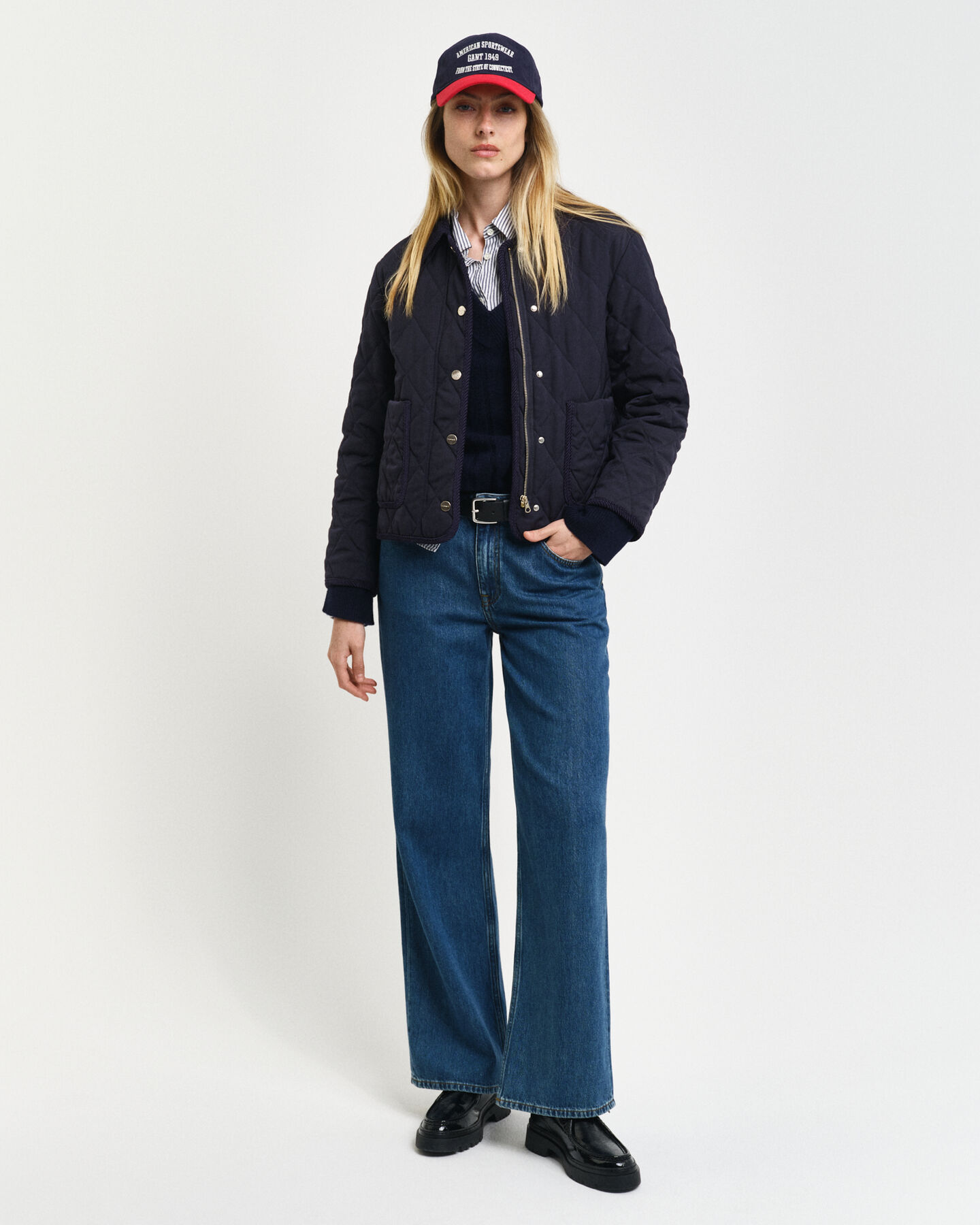 Gewatteerd jack met corduroy details