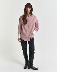 Chemise ultra-ample à rayures avec col contrastant