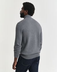 Pull à demi-zip micro texturé